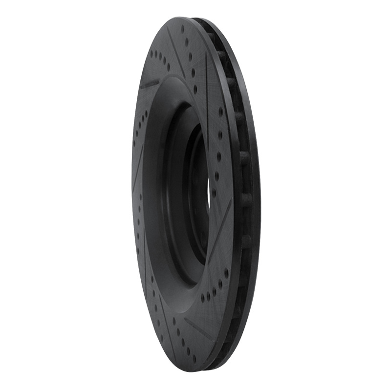 Audi A6 Quattro Brake Rotor (1) - Rear Left - R1 Concepts - Drilled & Slotted - Black - `05-`11